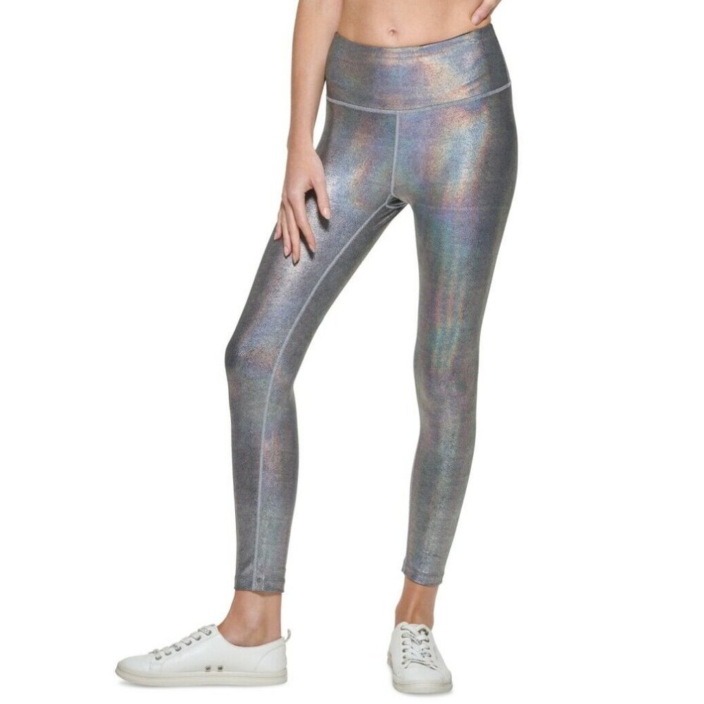 Calvin Klein High Waist Metallic Chrome 7/8 legging size M